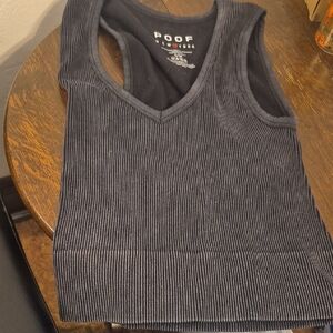 Poof! Charcoal and Black Ribbed Tank Top Size Small
